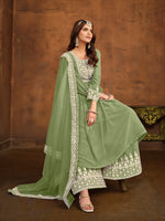 Dazzling Green Color Georgette Fabric Sharara Suit