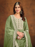 Dazzling Green Color Georgette Fabric Sharara Suit