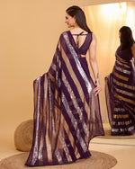 Amazing Wine Color Georgette Fabric Partywear Saree