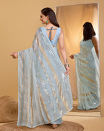 Amazing Grey Color Georgette Fabric Partywear Saree