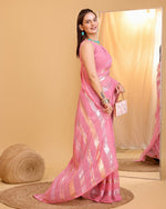 Amazing Pink Color Georgette Fabric Partywear Saree