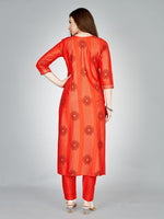 Lovely Orange Color Rayon Fabric Casual Kurti With Bottom