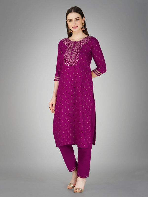 Divine Purple Color Cotton Fabric  Suit