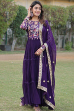 Striking Purple Color Georgette Fabric Gown