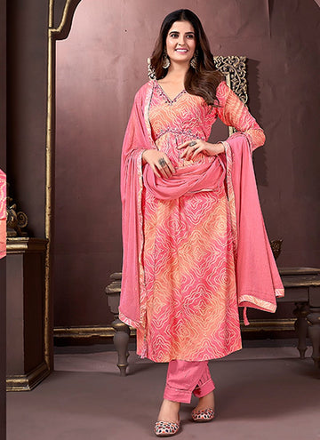 Divine Pink Color Rayon Fabric Designer Suit