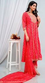 Divine Red Color Rayon Fabric Designer Suit