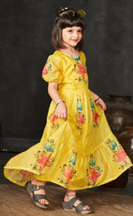 Pretty Yellow Color Kota Fabric Girl Kurti
