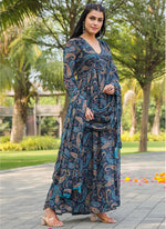 Striking Navy Blue Color Georgette Fabric Gown