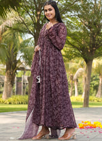 Striking Wine Color Georgette Fabric Gown