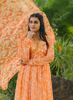 Striking Orange Color Georgette Fabric Gown