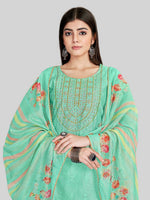 Dazzling Green Color Chanderi Fabric Designer Suit