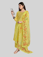 Dazzling Yellow Color Chanderi Fabric Designer Suit