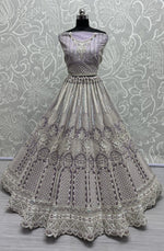 Dazzling Purple Color Net Fabric Wedding Lehenga