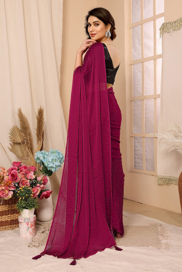 Lovely Pink Color Chiffon Fabric Casual Saree