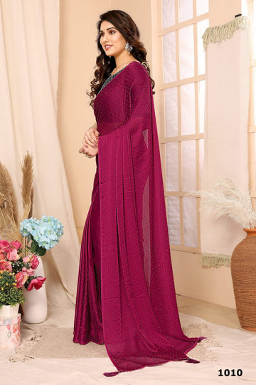 Lovely Pink Color Chiffon Fabric Casual Saree