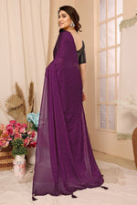 Lovely Voilet Color Chiffon Fabric Casual Saree
