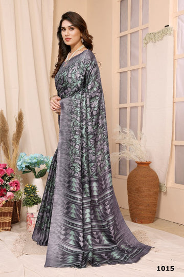 Lovely Grey Color Khadi Fabric Casual Saree