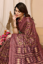 Lovely Wine Color Khadi Fabric Casual Saree