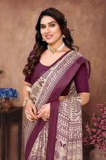Lovely Cream Color Khadi Fabric Casual Saree