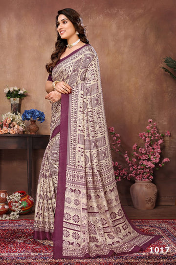 Lovely Cream Color Khadi Fabric Casual Saree