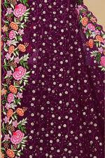 Beautiful Wine Color Georgette Fabric Partywear Saree