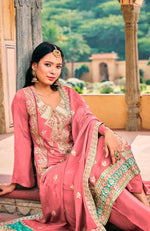 Angelic Pink Color Chinon Fabric Designer Suit