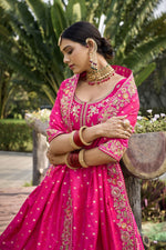 Amazing Pink Color Banarasi Fabric Party Wear Lehenga