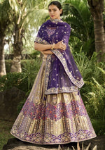Amazing Beige Color Banarasi Fabric Party Wear Lehenga