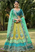 Amazing Green Color Jacquard  Fabric Party Wear Lehenga