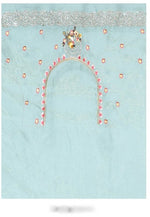 Ideal Aqua Color Organza Fabric Partywear Saree