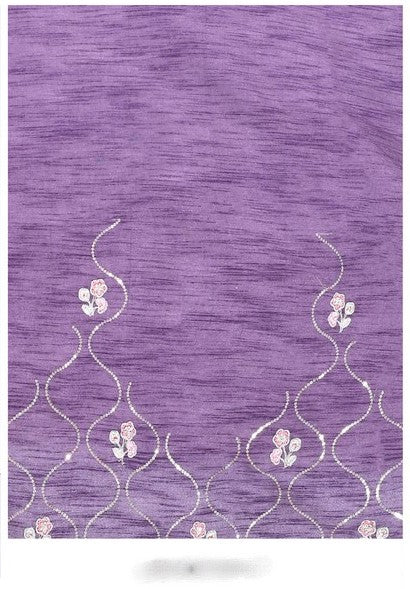 Ideal Purple Color Organza Fabric Partywear Saree