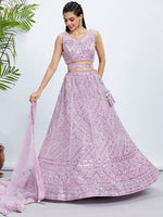 Dazzling Purple Color Net Fabric Party Wear Lehenga