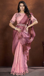 Ideal Pink Color Silk Fabric Partywear Saree