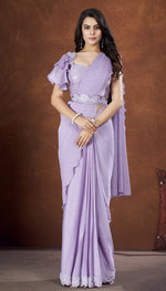 Ideal Purple Color Silk Fabric Partywear Saree