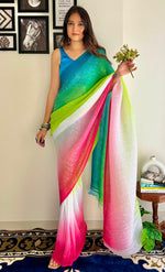 Ideal Multi Color Georgette Fabric Partywear Saree