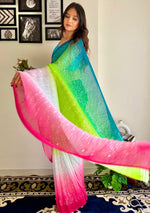 Ideal Multi Color Georgette Fabric Partywear Saree