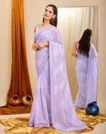 Beauteous Purple Color Georgette Fabric Partywear Saree