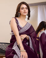 Grand Wine Color Silk Fabric Partywear Saree