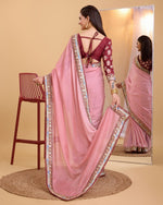 Grand Pink Color Organza Fabric Casual Saree