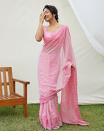 Beauteous Pink Color Georgette Fabric Partywear Saree