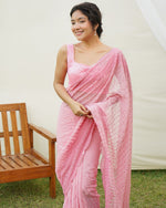 Beauteous Pink Color Georgette Fabric Partywear Saree