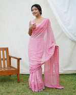 Beauteous Pink Color Georgette Fabric Partywear Saree