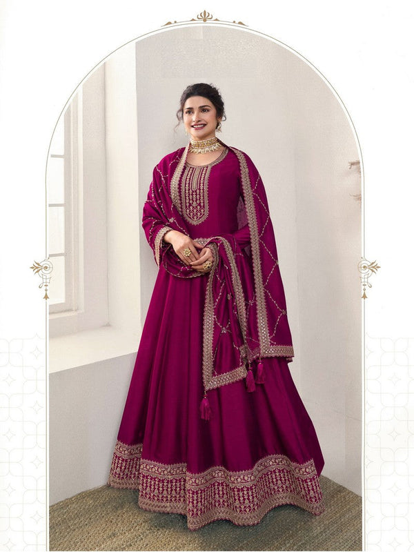 Amazing Magenta Color Georgette Fabric Partywear Suit