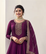 Amazing Purple Color Georgette Fabric Partywear Suit