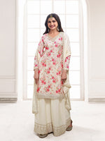 Tasteful Cream Color Chinon Fabric Sharara Suit