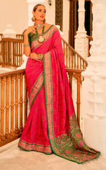 Beauteous Pink Color Banarasi Fabric Partywear Saree