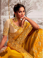 Beauteous Yellow Color Viscose Fabric Partywear Saree