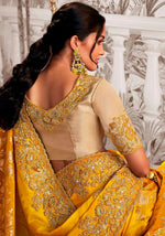 Beauteous Yellow Color Viscose Fabric Partywear Saree