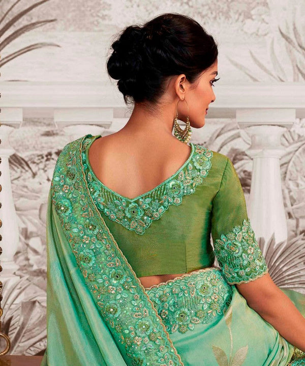 Beauteous Green Color Viscose Fabric Partywear Saree