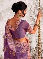 Beauteous Purple Color Viscose Fabric Partywear Saree